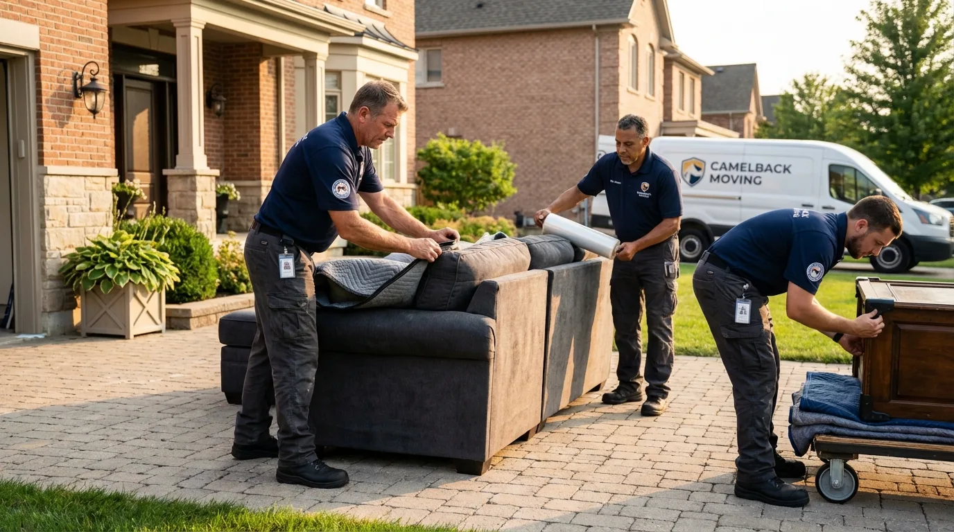 Large estate moving crew wrapping furniture in Douglass, KS